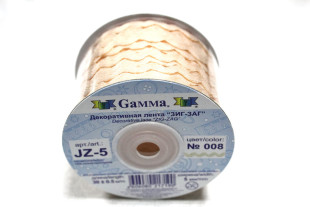 Тесьма отделочная "ЗИГ-ЗАГ" 5 мм 30 м №008 бл.персиковый